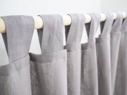 Gray Tab Top Window Curtain Panel Made Of Medium Linen - 160 G/2