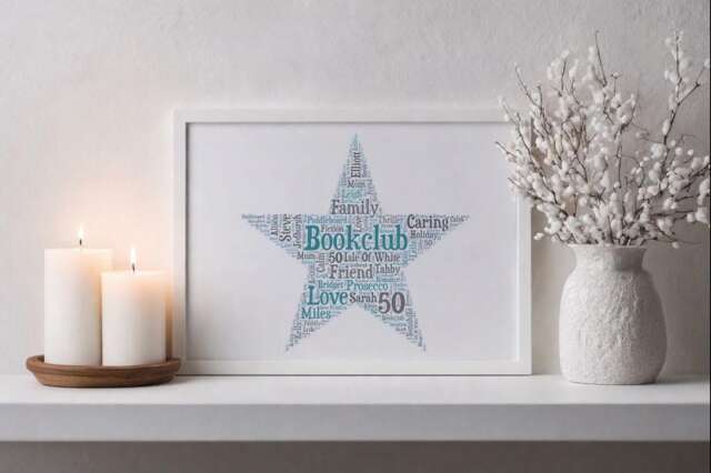 Personalized Star Word Art Print - Custom Family Name Gift, Framed Cloud - image 1