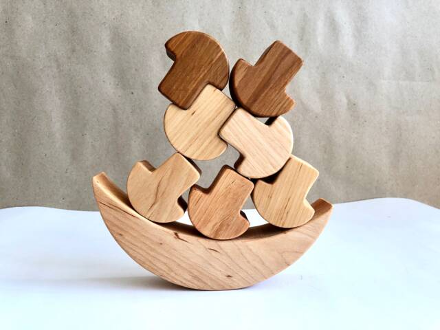 Wooden Balance Toy Pyramid Game Natural Educational Gift For Toddler - image 1