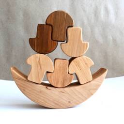 Wooden Balance Toy Pyramid Game Natural Educational Gift For Toddler - thumbnail 2