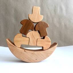 Wooden Balance Toy Pyramid Game Natural Educational Gift For Toddler - thumbnail 3