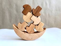 Wooden Balance Toy Pyramid Game Natural Educational Gift For Toddler