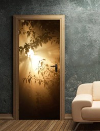 Sunset Wall Decal, Nature Door Sticker, Wallpaper, Covering, Decor Mural, Bedroom Living Room Home
