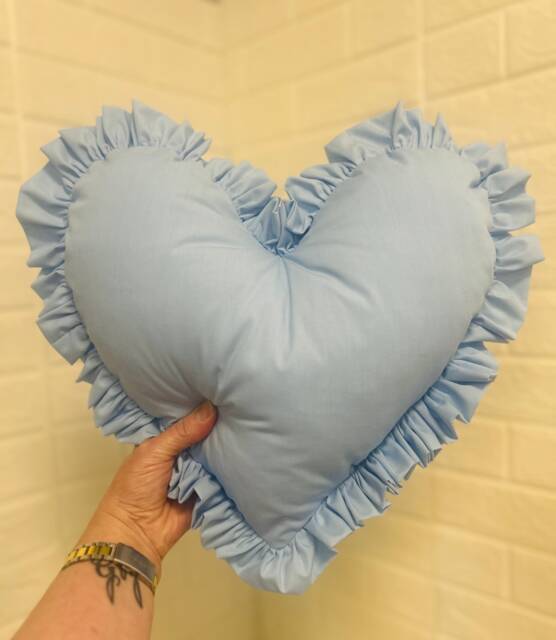 9 Colours Frilled Heart Pillow Cushion Professionally Made Pillows + Ruffles Plush Throw Double Frill Cotton Scatter - image 1
