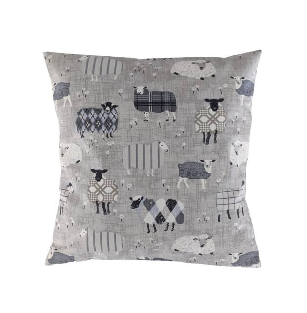 "Cushion Cover in Grey Baa Sheep 14"" 16"" 18"" 20" - image 1