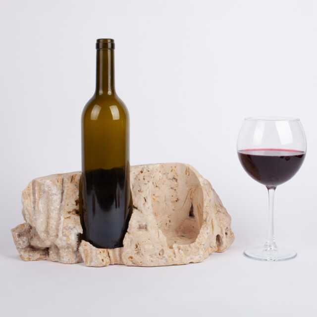 Handmade Travertine Wine Bottle Holder Unique Rack - image 1