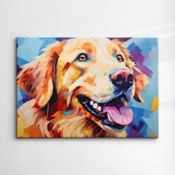 Golden Retriever Fun Animal Dog Pet Lover Abstract Oil Painting Wall Art, Framed Canvas Poster Print, Home Kitchen Office Room Decor, Gifts - thumbnail 3
