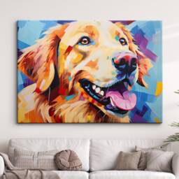 Golden Retriever Fun Animal Dog Pet Lover Abstract Oil Painting Wall Art, Framed Canvas Poster Print, Home Kitchen Office Room Decor, Gifts - thumbnail 1
