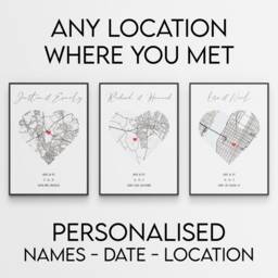 Where We Met Map Print - Personalised Partner Gift Any Location Anniversary, First Date Sentimental, Romantic & Thoughtful - thumbnail 3