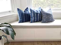 Coastal Linen Pillow Cover, Indigo Blue Cushion - thumbnail 1