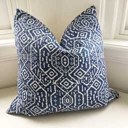 Coastal Linen Pillow Cover, Indigo Blue Cushion - thumbnail 4