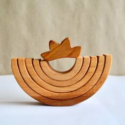 Wooden Rainbow Stacker With Crown Waldorf Natural Toy Arch - thumbnail 3
