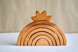 Wooden Rainbow Stacker With Crown Waldorf Natural Toy Arch