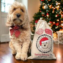 Personalised Santa Paws Dog Breed Sack, Dog Christmas Gift, Cat Stocking, Lover Pet Lover, Illustrations, Breeds - thumbnail 1