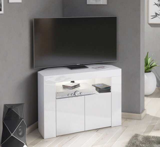 Furneo Corner Tv Stand Unit Cabinet Matt & High Gloss Clifton 07 Led Lights - image 1
