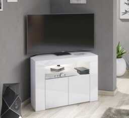 Furneo Corner Tv Stand Unit Cabinet Matt & High Gloss Clifton 07 Led Lights - thumbnail 1