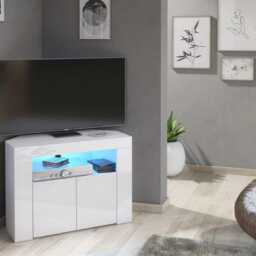 Furneo Corner Tv Stand Unit Cabinet Matt & High Gloss Clifton 07 Led Lights - thumbnail 2