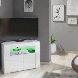 Furneo Corner Tv Stand Unit Cabinet Matt & High Gloss Clifton 07 Led Lights - thumbnail 3