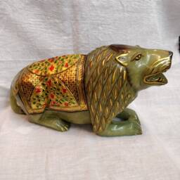 Jade Lion, Lion Statue, Gemstone Animals, Carved Stone Animals, Home Decorative Showpiece, Spirit Animal Decor, Office Decoratives - thumbnail 1