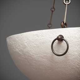 Plaster Bowl Chandelier in The 19Th Century Style - 80cm Diameter With Rectangular Bronze Chain - thumbnail 2