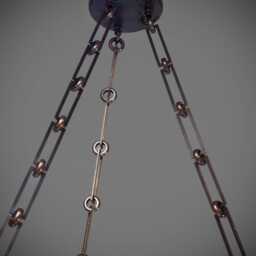 Plaster Bowl Chandelier in The 19Th Century Style - 80cm Diameter With Rectangular Bronze Chain - thumbnail 3