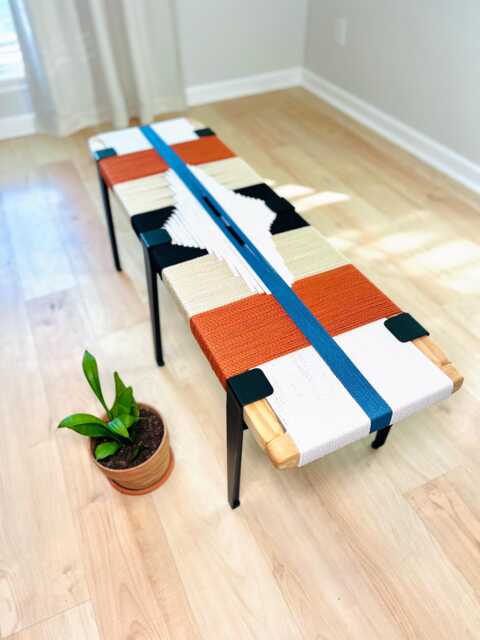 Hand-Woven Entryway Bench Mcm Style End Of Bed & Mudroom Seating - Custom-Made, Multiple Sizes - image 1