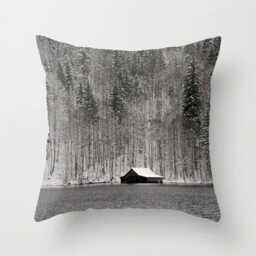 Boat House, Pillow Or Cover Home Decoration, Winter Decor, Interior Design, Black White, Grey, Winter, Snow, Rustic, Austria - thumbnail 1