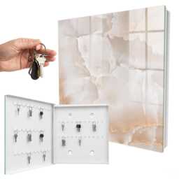 A Subtle Stone Wall Mounted Key Cabinet, Beige Industrial Box, Minimalist Textures, For Lovers Of Elegance & Natural Motifs - thumbnail 2