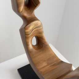 Walnut Wood Sculpture - Hand Carved Abstract Organic Art Japandi Interior Decor Portal Circle - thumbnail 4