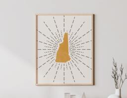 New Hampshire Boho Wall Art - Mid Century Modern State Of Hampshire, Bohemian Decor, Print - thumbnail 1