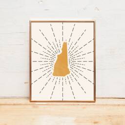 New Hampshire Boho Wall Art - Mid Century Modern State Of Hampshire, Bohemian Decor, Print - thumbnail 3