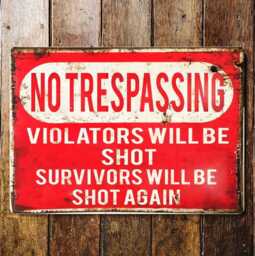 No Trespassing Violators Will Be Shot Survivors Again - Enamel Metal Tin Sign Wall Plaque - thumbnail 1