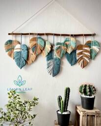 Large Macrame Leaf Wall Hanging Boho Tapestry Art - thumbnail 1