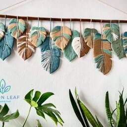 Large Macrame Leaf Wall Hanging Boho Tapestry Art - thumbnail 2
