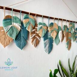 Large Macrame Leaf Wall Hanging Boho Tapestry Art - thumbnail 4