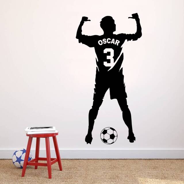 Personalised Footballer - Shirt Vinyl Transfer Wall Sticker Kids Bedroom - image 1