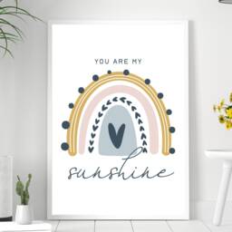 You Are My Sunshine Scandi Rainbow - Wall Print Gift Idea Bespoke Poster A5 A4 A3 Framed - thumbnail 2