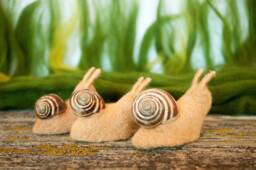 Needle Felted Snail, Waldorf Toys, Miniature Snail Figurines, Woodland Fairy Nursery, Tiny Christmas Ornament Fall Gifts
