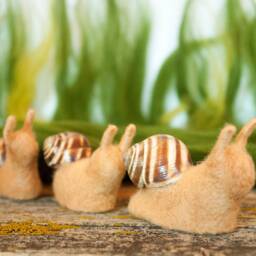 Needle Felted Snail, Waldorf Toys, Miniature Snail Figurines, Woodland Fairy Nursery, Tiny Christmas Ornament Fall Gifts - thumbnail 4