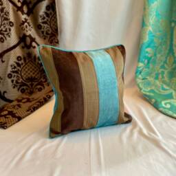 Bohemian Quilted Pillow Cover Chocolate Brown & Teal Jacquard, 18 - thumbnail 4