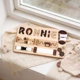 Personalized Baby Name Puzzle, Custom Wooden Toddler Toys, Gift For Boy, Early Learning Busy Board, 1st Birthday Gift, Room Decor - thumbnail 4