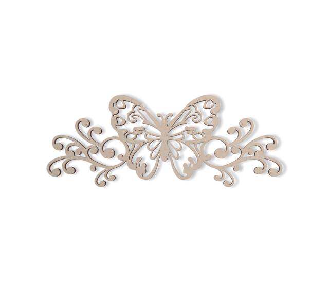 Wooden Butterfly Scroll Wall Decor Unfinished Mdf, Nursery Art - image 1