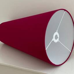 Raspberry Pink Textured 100% Linen Extra Tall Tapered Cone Lampshade - thumbnail 3