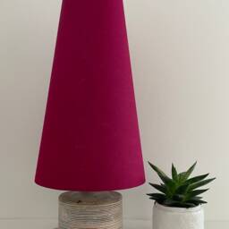Raspberry Pink Textured 100% Linen Extra Tall Tapered Cone Lampshade - thumbnail 2