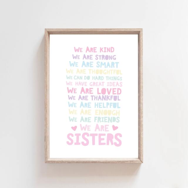 Sister Bedroom Decor, Affirmations, Girls Prints, Wall Art, Big Sis Lil Sis, Motivational Loved - image 1