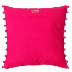 Embroidered Linen Pillow Cover, Bohemian Indian Decor, 16x16 - thumbnail 2