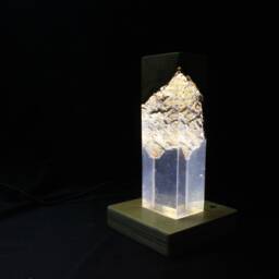Crystal Gold Resin Night Lamp Olive Wood Epoxy Table Lamp - thumbnail 4