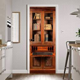 Door Wall Sticker Victorian Mahogany Secretaire Bookcase/ Bookcase Sticker/ Murals Vintage Decal - thumbnail 3