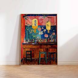 Japanese Izakaya Bar Poster, Tokyo Art, Print, Cocktail Asian Scene Decor - thumbnail 3