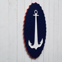 Scolloped Anchor Plaque Nautical Decor Outdoor Accent Preppy Wall Personalization Options - thumbnail 2